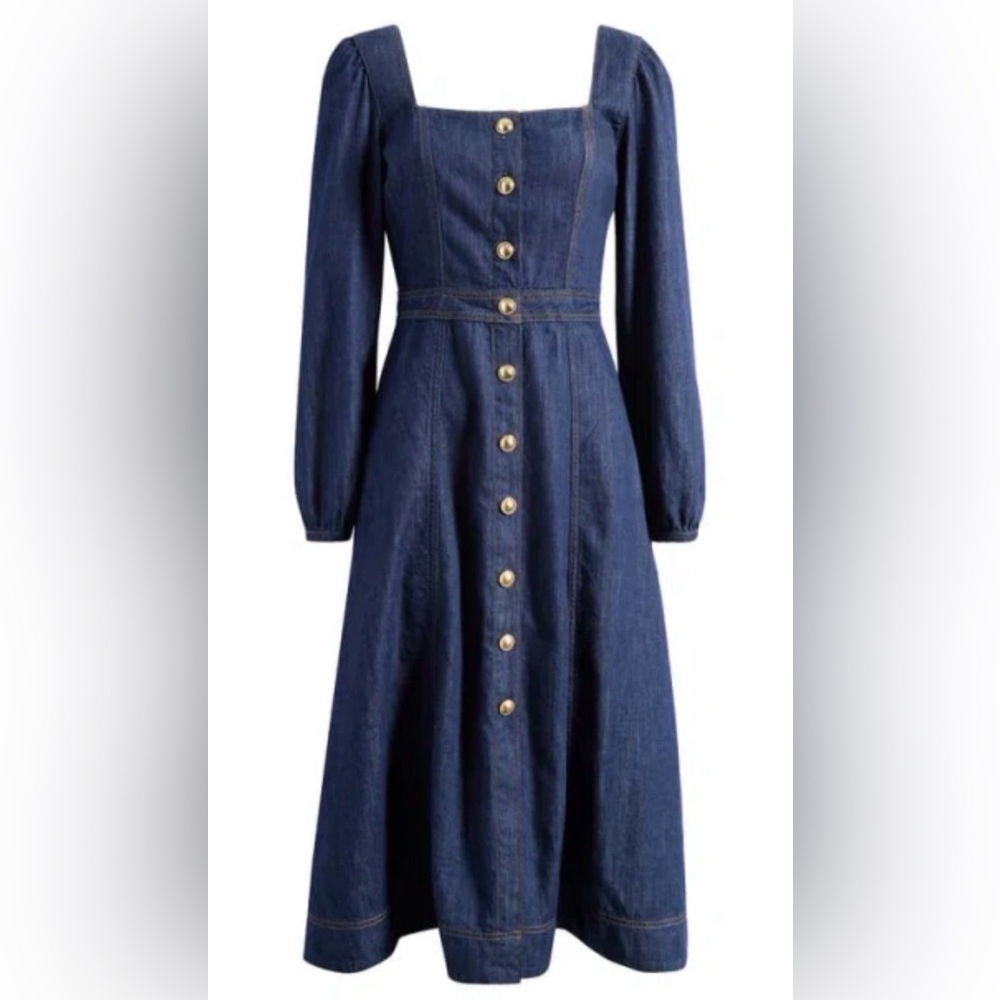 NWT- New Reformation Celeste Denim Maxi Dress by Anthropologie - Picture 8 of 12